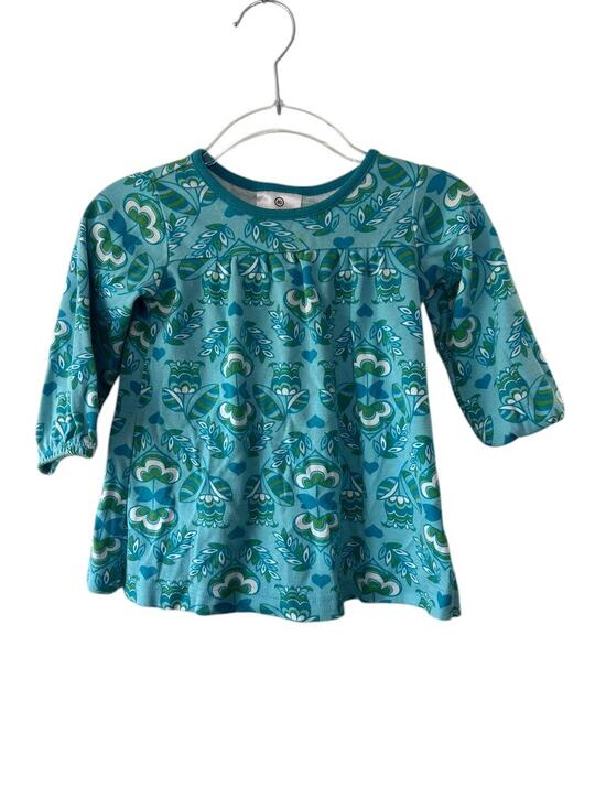Hanna Andersson Other - Hanna Andersson Teal Floral Print Long Sleeve Dress Sz 80 US 18-24 Months